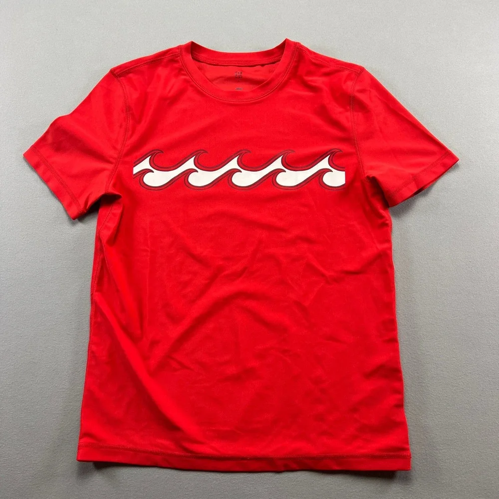 Gap T Shirt Boys 10 Red Wave Graphic Stretch Short Sleeve Crew Neck Everydaywear